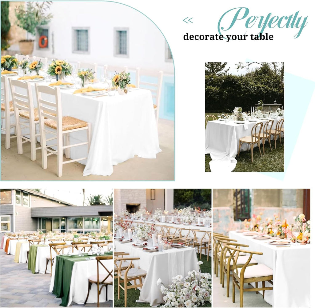 Pesonlook 12 Pack White Polyester Tablecloth-90 x 156 Inch White Rectangle Tablecloth for 8 Ft Rectangle Tables,Washable Fabric Table Cover for Wedding/Buffet Party/Dining Table/Events