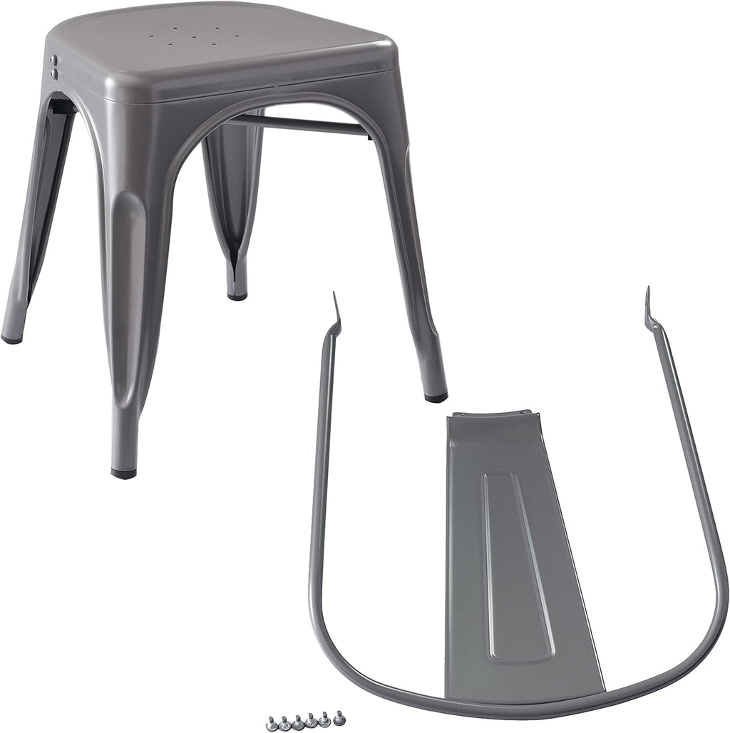 Amazon Basics Metal Dining Chairs, Easy to Assemble, Indoor/Outdoor, Stackable, 330-Pound Capacity, Dark Gray, 4-Pack, 20.1 x 17.1 x 33.5 inches