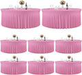 8 Pack Pink Table Cloths for 5FT Round Tables, Fitted Spandex 120 inch Round Tablecloth, Wrinkle Free Pink Table Skirt for Receptions Birthday Photography Social Events Engagement Party Decorations
