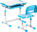 Mount-It! Kids Desk and Chair Set, Height Adjustable Sturdy, Kid Study Workstation and Chair Set for Boys, Home School, Arts, Drawing, Crafts, Ergonomic Childrens Storage Drawer Blue