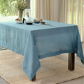 BLUE FLOWER CO Premium 100% Pure Linen Tablecloth 70'x120' Rectangle, Double Hemstitched Table Cover for Dinner, Parties, Eco-Friendly, Fall & Winter Table Décor - Dusty Blue
