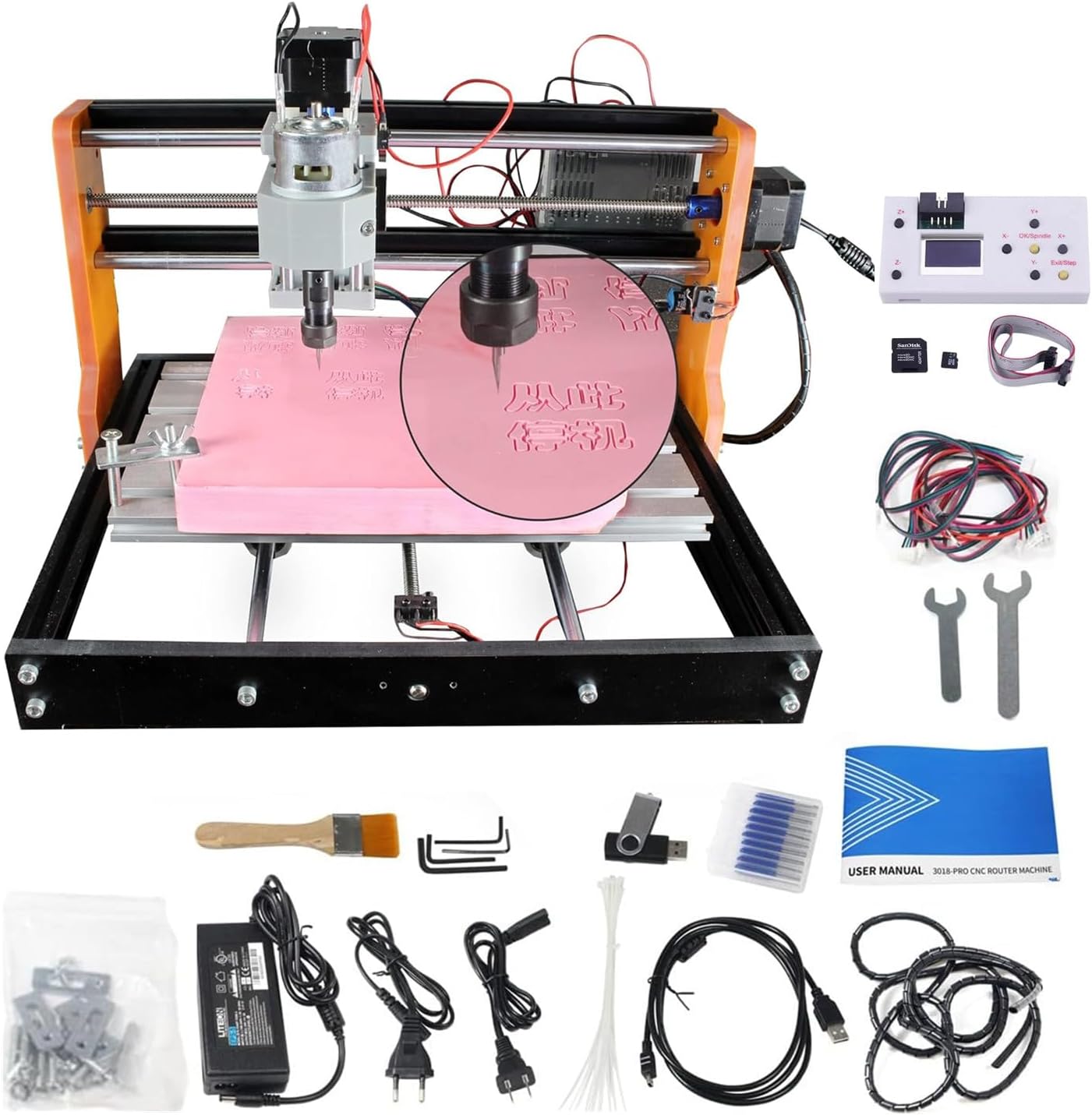 CNCTOPBAOS Upgrade 3018-PRO CNC Router Kit,with GRBL Offline Controller,with 3 Axis Limit Switches,Emergency Stop,DIY Mini Desktop Cutting Wood Acrylic PVC PCB Engraving Milling Machine
