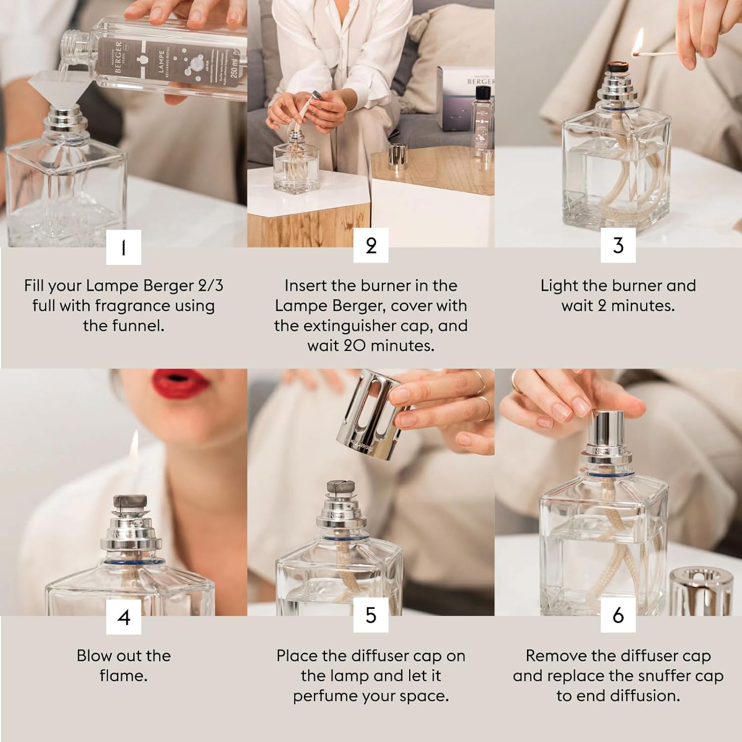 MAISON BERGER Porcelain Fragrance Lamp – Model Black Vegetale - Home Diffuser & Air Purifier 6.3 x 3.6 x 3.6 inches – French-Made Since 1898 – Gift Set w/Cotton Wick, Snuffer, Funnel – No Oil Included