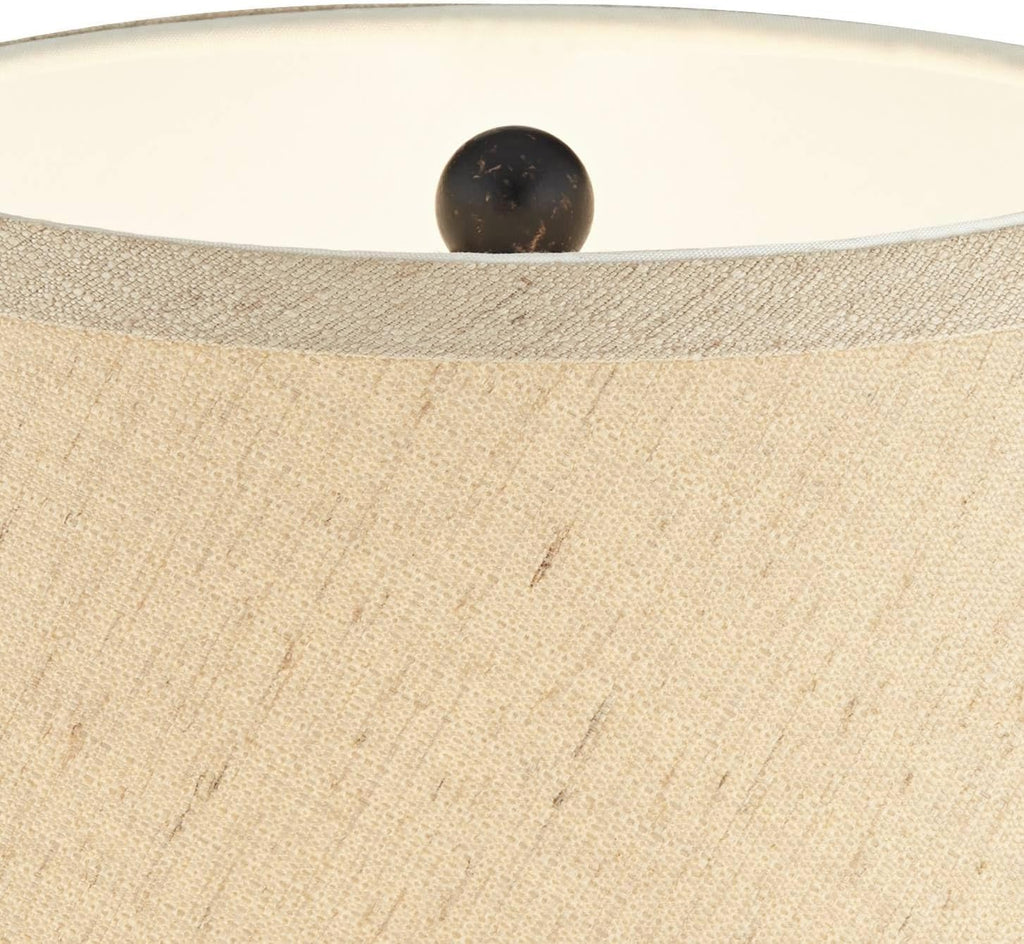 Regency Hill Auburn Modern Rustic Vase-Shaped Table Lamp 25' High Textured Hammered Bronze Brown Metal Natural Linen Empire Shade for Living Room Bedroom House Bedside Nightstand Home Office