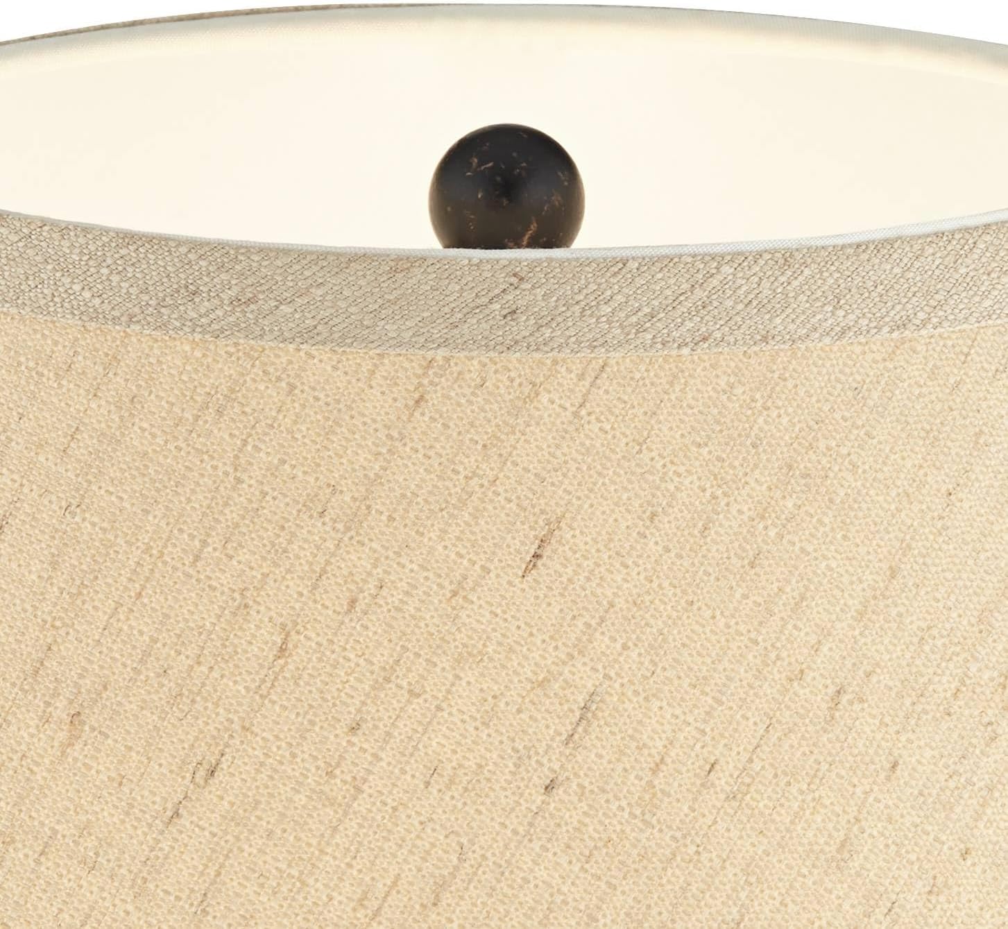 Regency Hill Auburn Modern Rustic Vase-Shaped Table Lamp 25' High Textured Hammered Bronze Brown Metal Natural Linen Empire Shade for Living Room Bedroom House Bedside Nightstand Home Office