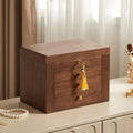 Black Walnut Wooden Jewelry Box, Wood Jewelry Organizer with 2 Side Doors Mirror Lockable Classical Style for Watch Necklace Ring Earring Storage, Ideal Gift-4 Layer