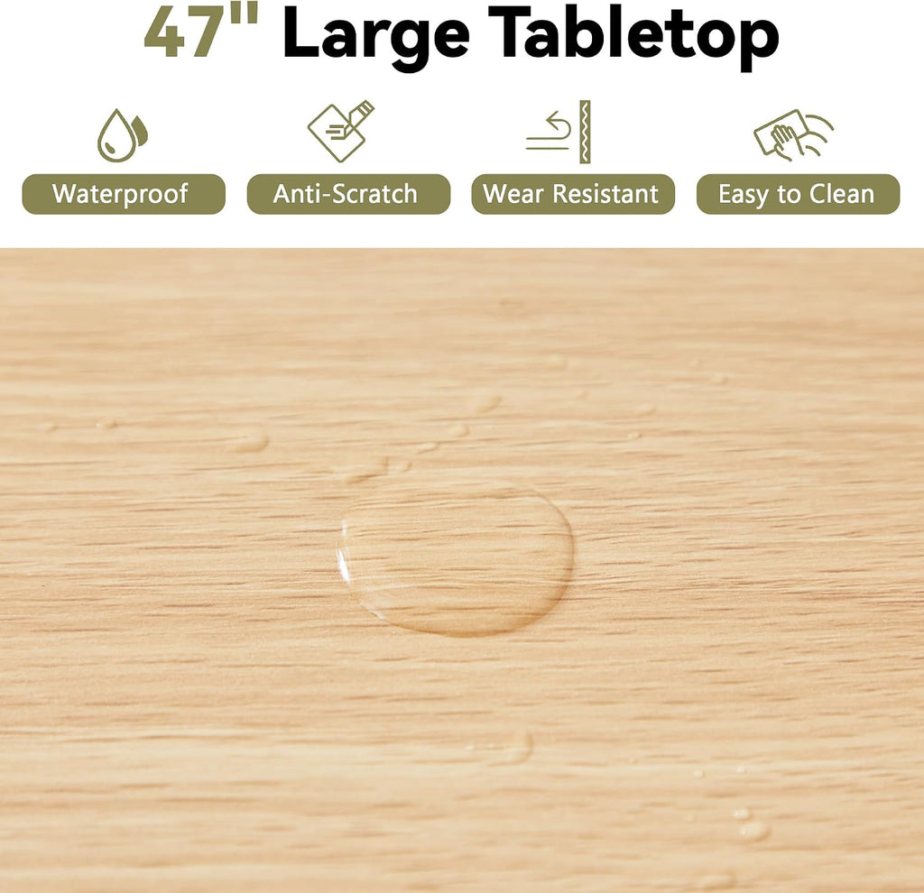weselon Farmhouse Round Fluted Dining Table for 4, 47 Inch Circle Kitchen Table with Wooden Pedestal Base, Dinner Tables for Home Living Room Kitchen (Natural)