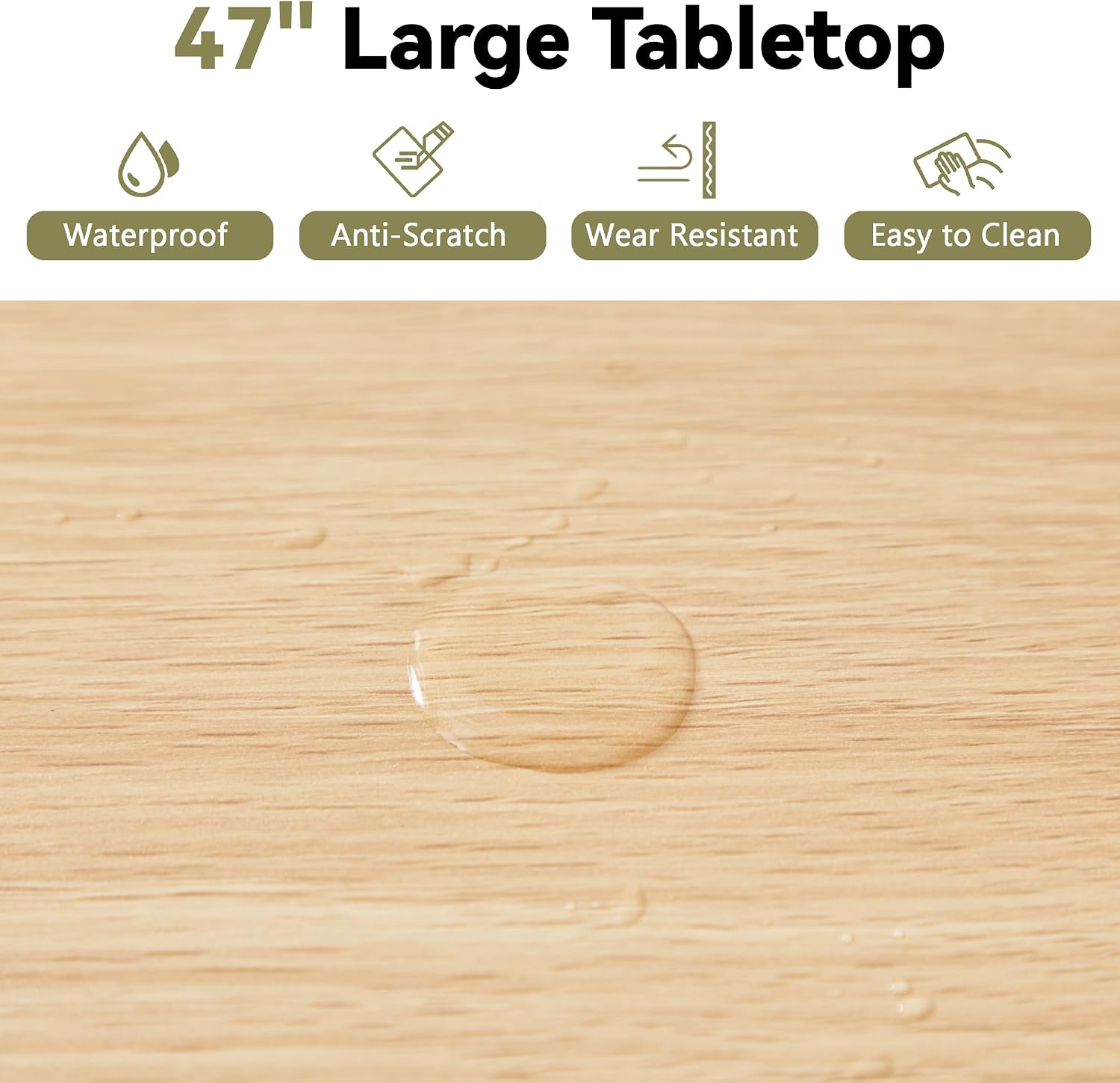 weselon Farmhouse Round Fluted Dining Table for 4, 47 Inch Circle Kitchen Table with Wooden Pedestal Base, Dinner Tables for Home Living Room Kitchen (Natural)