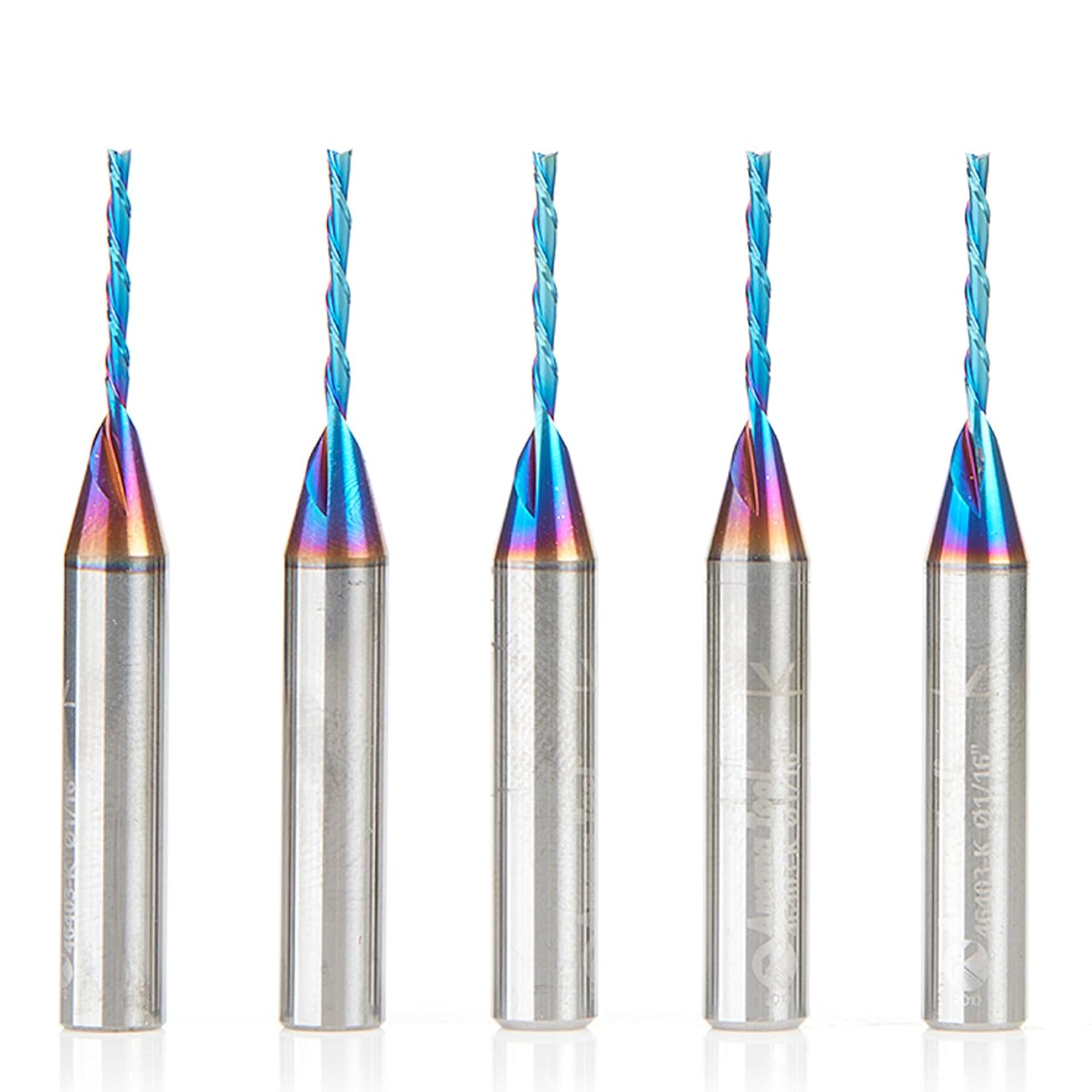 Amana Tool 46403-K-5, 5-Pack SC Spektra Extreme Tool Life Coated Spiral Plunge 1/16 Dia x 1/2 CH x 1/4 SHK 2 Inch Long Down-Cut Router Bits