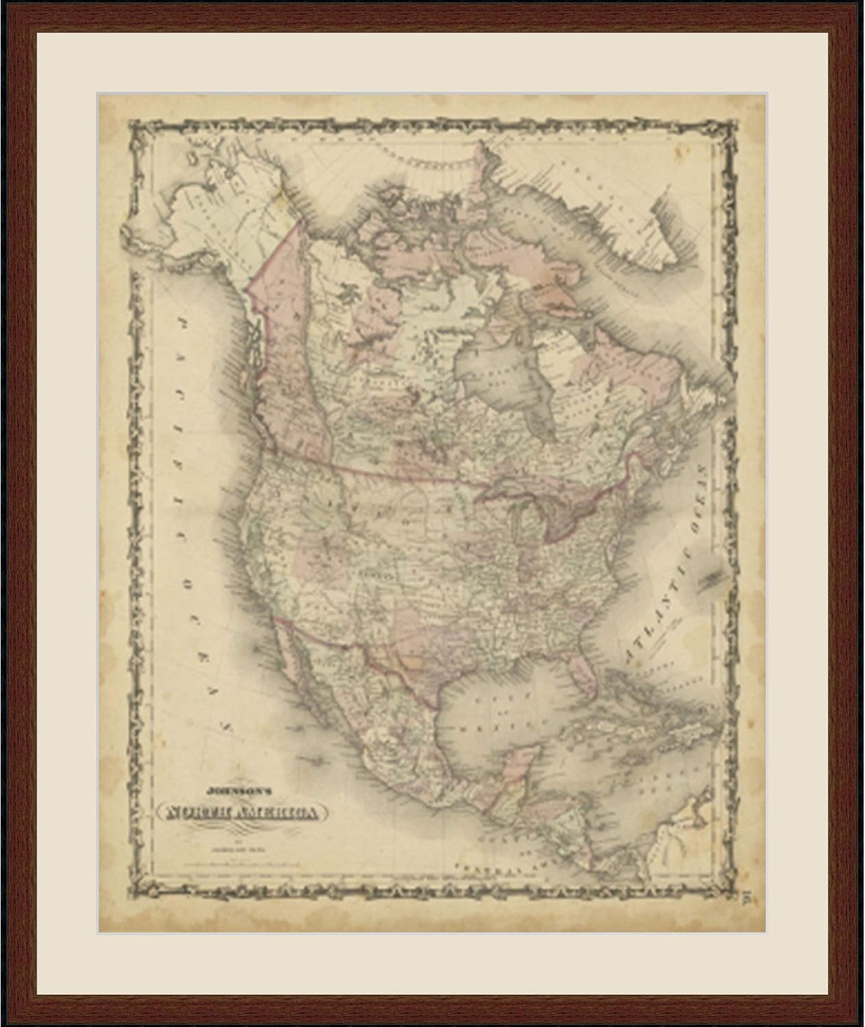 First Avenue Art & Framing Home Decor | Quality Framed Artwork | Interior Accents | Johnson's Map of North America - MAPS (28'x32')