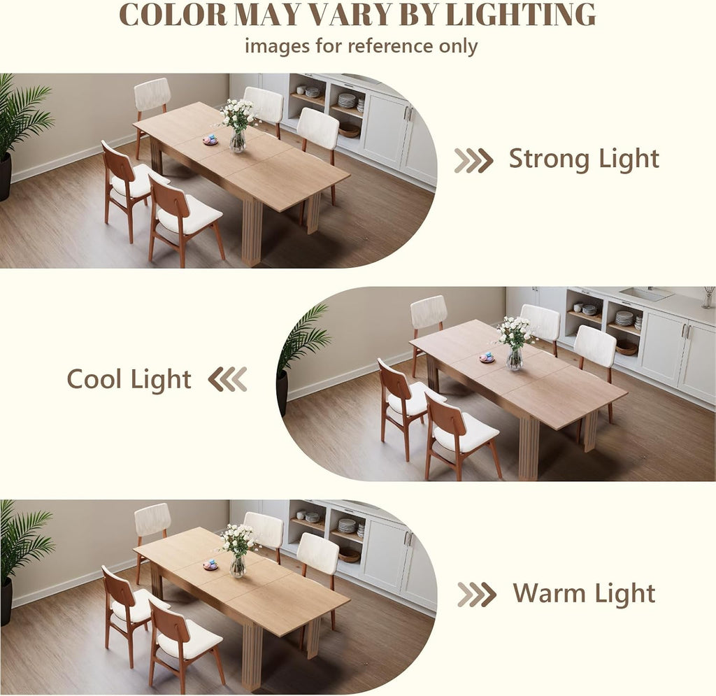 Extendable Dining Table, 54-85 Inch Expandable Table for 4-10 People, Modern Rectangular Dining Table, Space-Saving for Kitchen & Dining Room