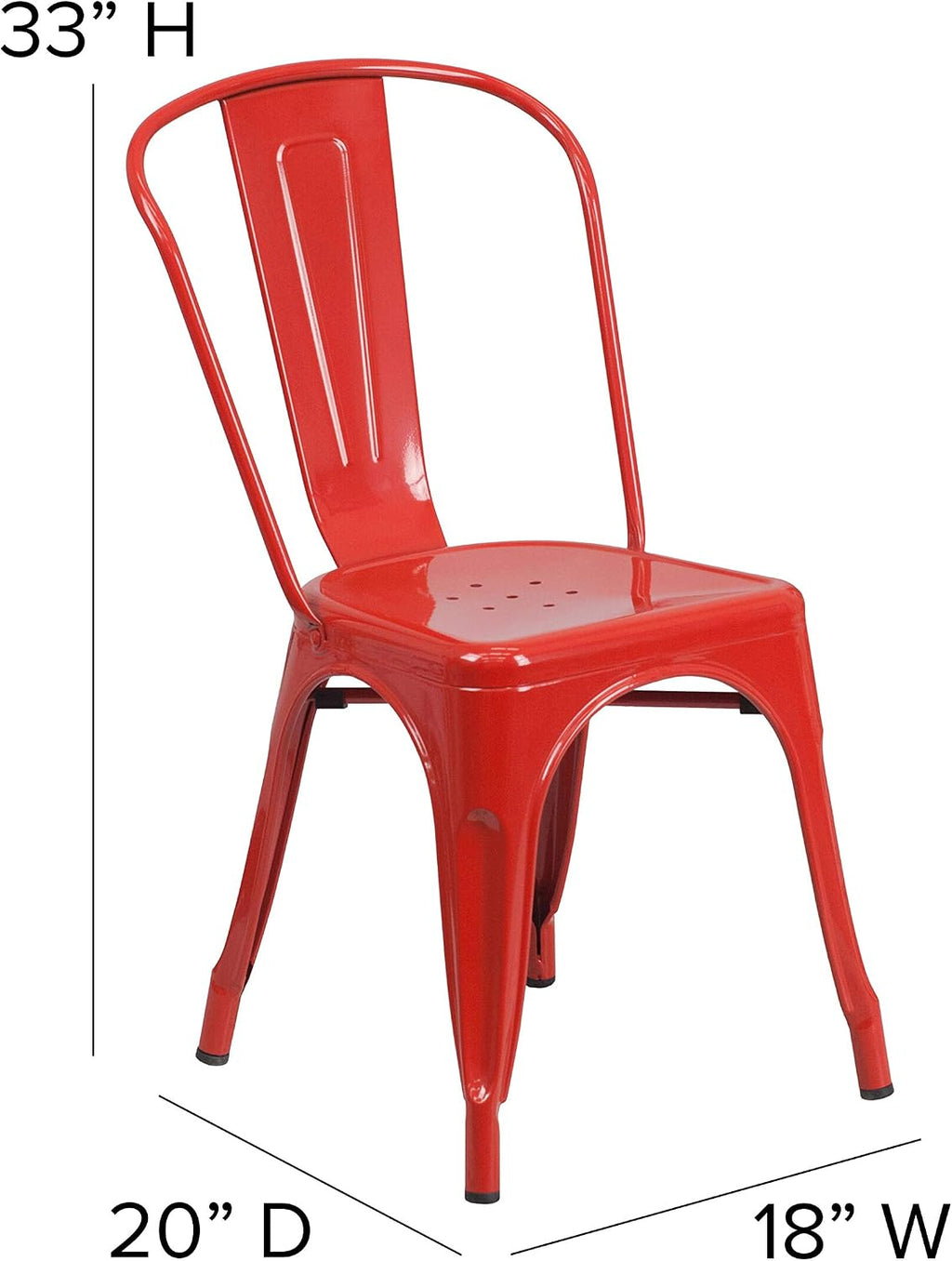 EMMA + OLIVER Commercial Grade 31.5' Square Red Metal Indoor-Outdoor Table Set-4 Stack Chairs