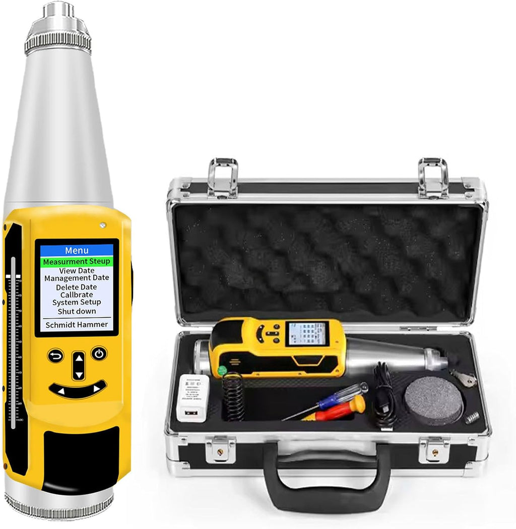 Concrete Rebound Hammer Tester 2.0 Inch OLED Screen Portable Resiliometer Test Meter Tool Test Scope of 10-60Mpa (1450-8702 PSI) Concrete Hammer Tester Support Data Export