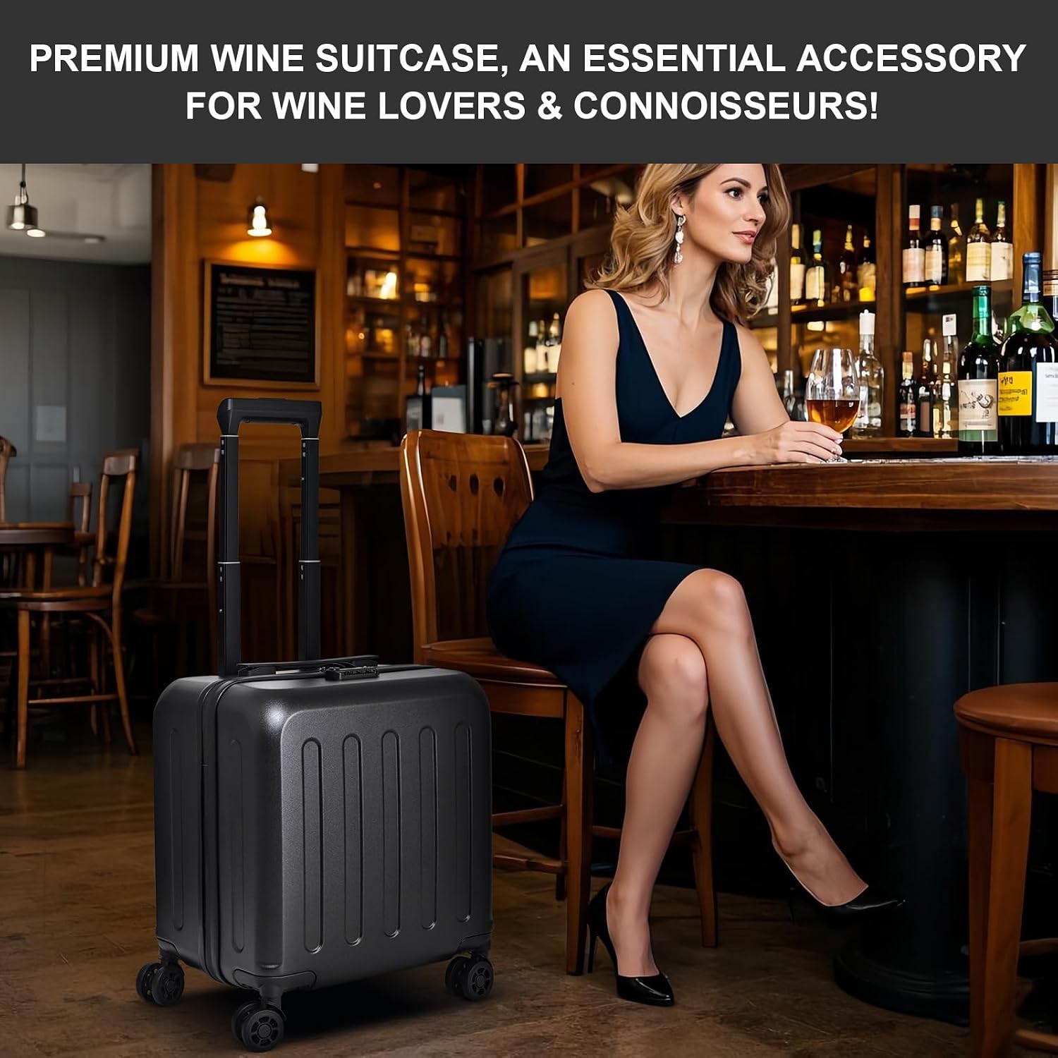 Wine suitcase for airplanes 6 bottle, TSA-Approved Carry-On Sized Wine Luggage, Durable Hard Shell with Shockproof Foam - Compact & Lightweight Travel Case for Secure Airline Travel