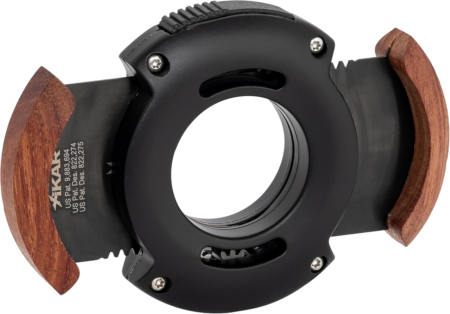 XIKAR XO Double Guillotine Cigar Cutter, Black & Redwood – Dual Stainless Steel Blades, 64 Ring Gauge, Round Aluminum Body, Precision Cigar Cutting, Spring-Loaded Release, Premium Cutter for Cigar Aficionados
