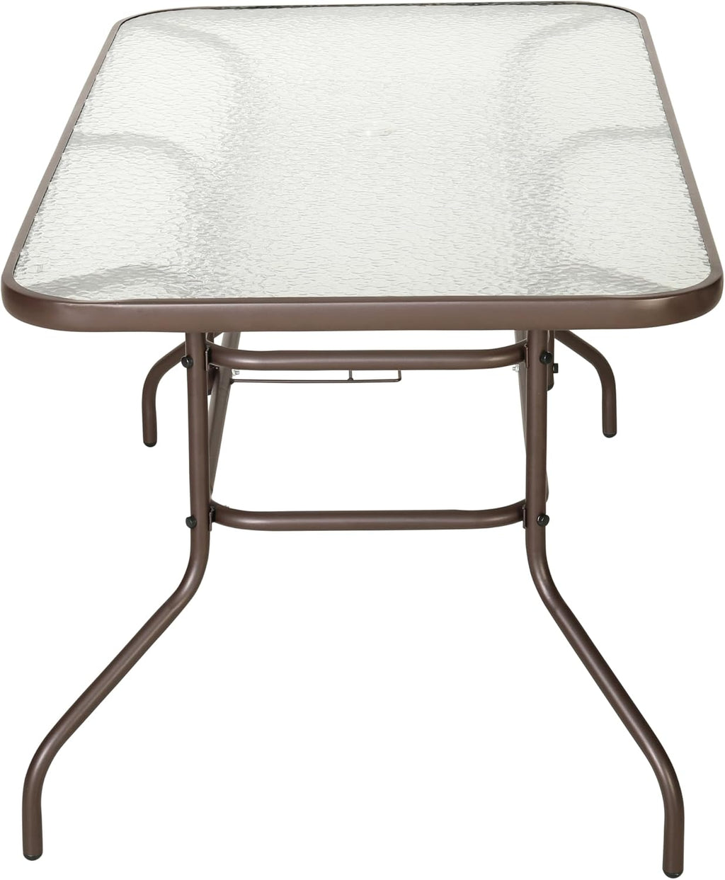 Flash Furniture Tory 31.5' x 55' Rectangular Tempered Glass Metal Table with Umbrella Hole, Bronze
