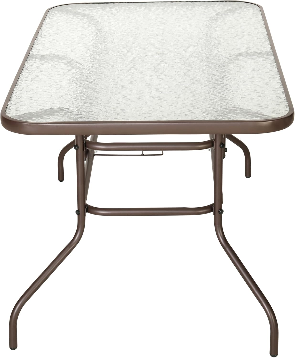 Flash Furniture Tory 31.5' x 55' Rectangular Tempered Glass Metal Table with Umbrella Hole, Bronze