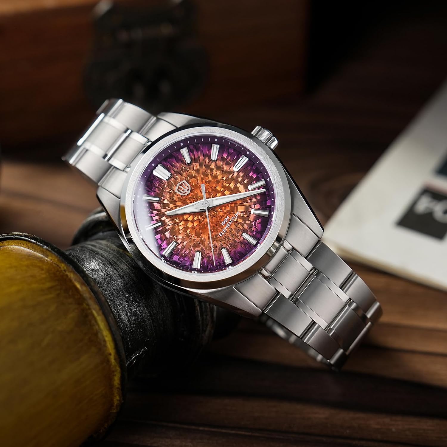 watchdives WD0003C Elementum Original Design Men Watch VH31 Sweep Second Quartz Watch 36mm Sapphire Crystal Luxury Wristwatch 100m Waterproof