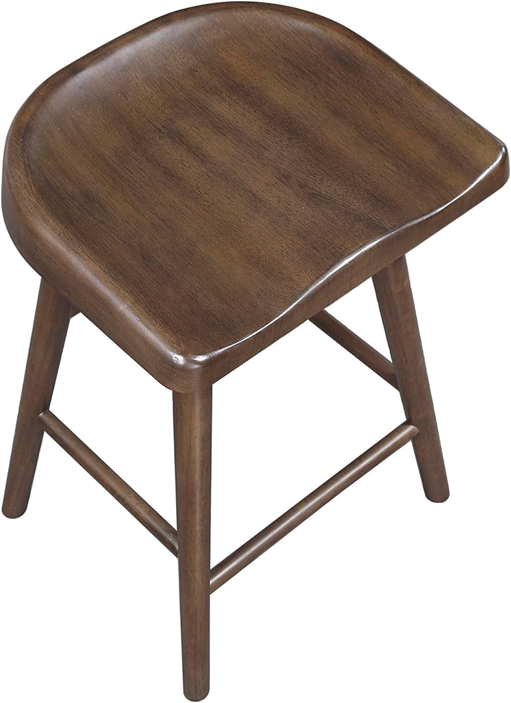 Lexicon Counter Height Stools Set of 2, Sturdy Acacia Wood Frame Saddle Seat Bar Chairs, Rustic Backless Kitchen Island Seating for Dining Room, Home Bar, Breakfast Nook, Brown