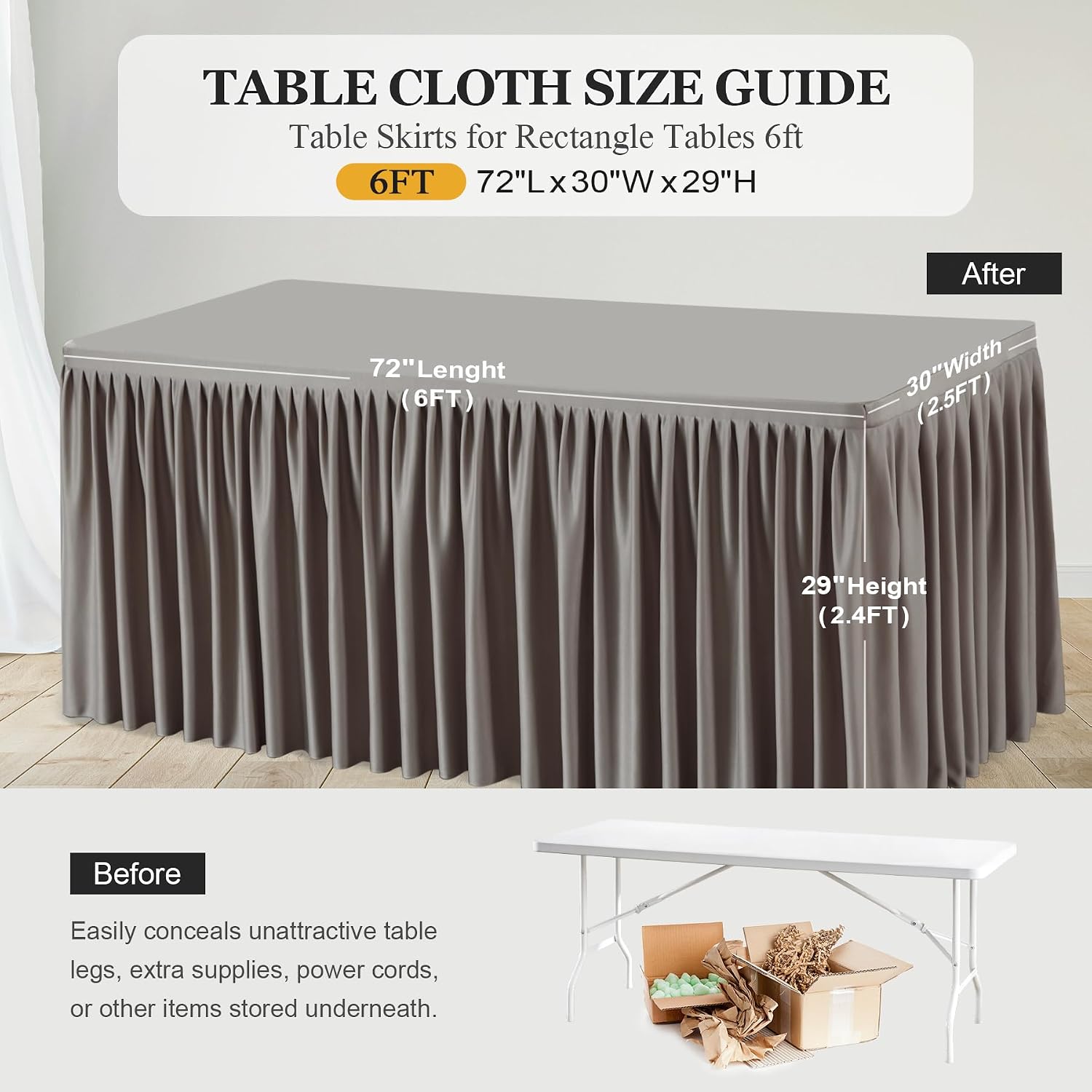 6 Pack Light Brown Table Clothes for 6 Foot Rectangle Tables, Premium Polyester Rectangle Tablecloth Wrinkle Resistant Washable Table Cloth for Wedding, Party, Dining, Banquet, Buffet Tables