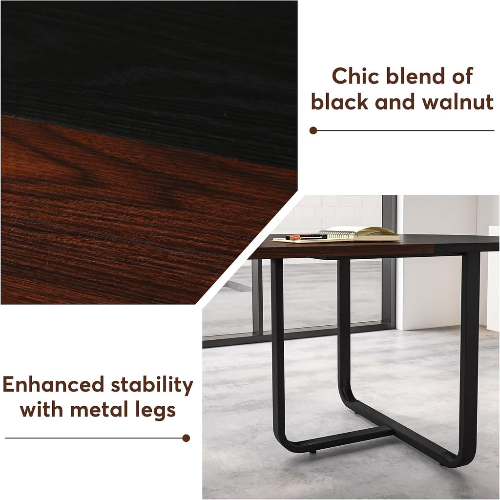 Tribesigns 70.86 Inches 6FT Oval Conference Table, Two-Tone Finish Curved Meeting Tables for Office, Large Business Training Seminar Table (Walnut+Black)