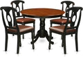 East West Furniture HLKE5-BCH-LC 5 Piece Kitchen Table & Chairs Set Includes a Round Dining Room Table with Pedestal and 4 Faux Leather Upholstered Dining Chairs, 42x42 Inch, Black & Cherry