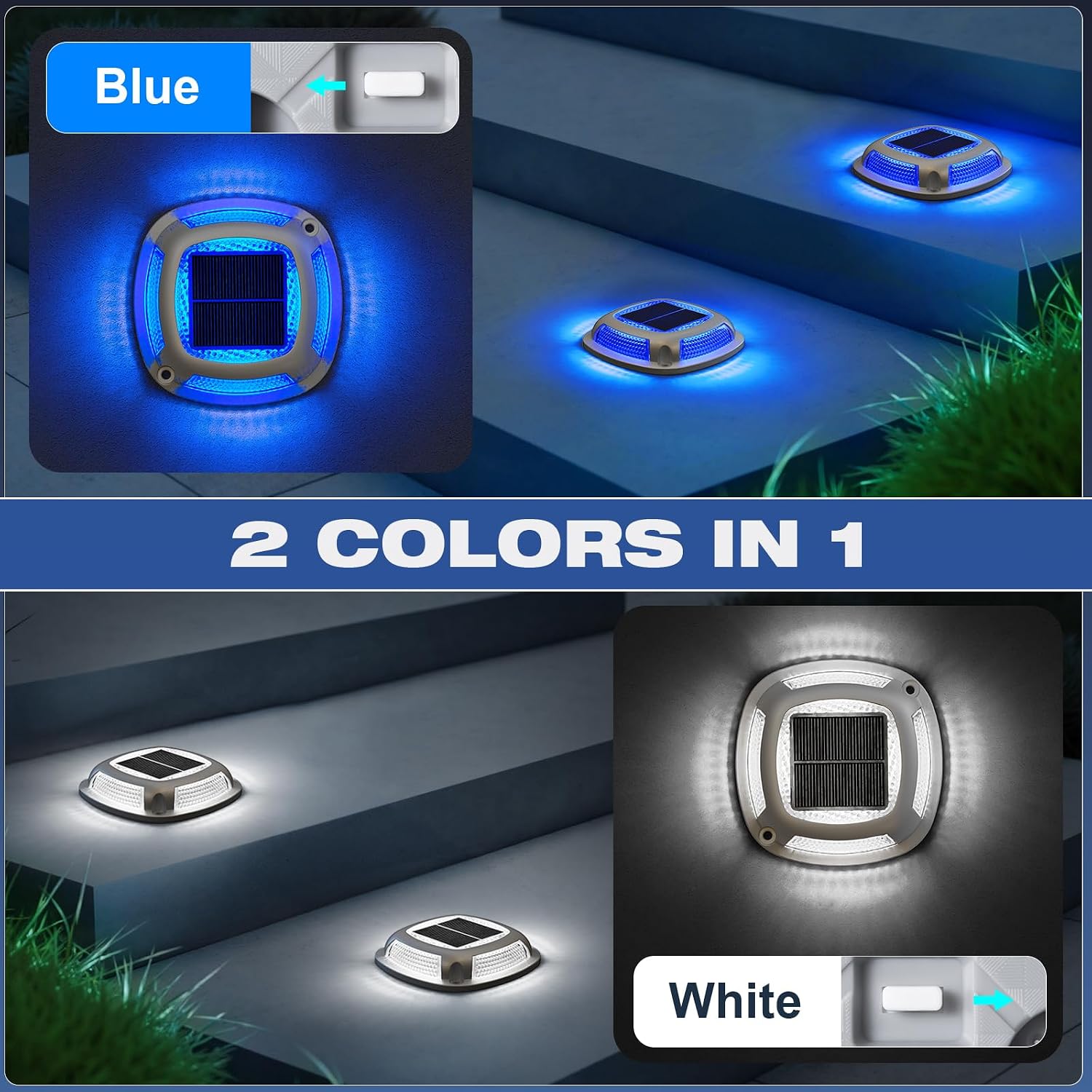 VOLISUN 24-Pack Solar Driveway Lights,IP67 Waterproof Outdoor Step Light