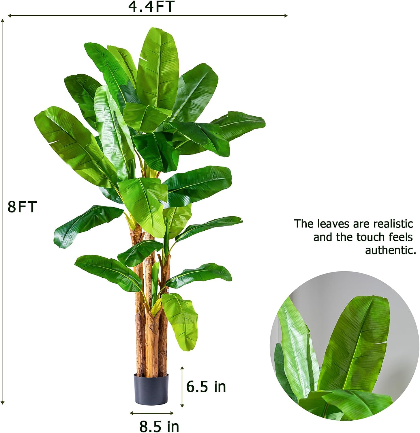 Erimda 8.2FT Artificial Banana Tree Tall Fake Banana Leaf Plant Faux Banana Silk Tree Faux Banana Leaves for Home Swimming Pool Indoor Outdoor Patio Tropical Decor