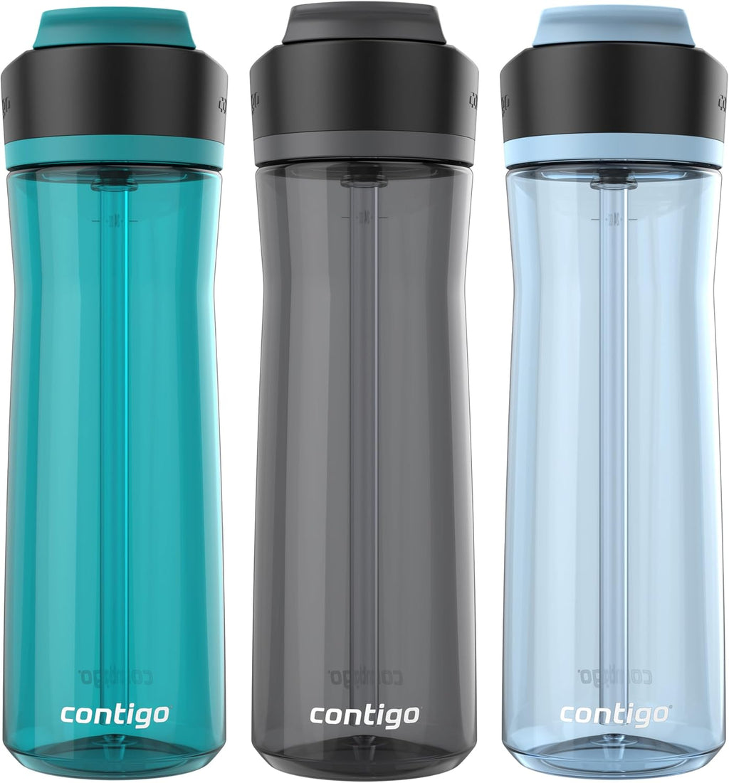 Contigo AUTOSPOUT Water Bottle, 24 oz | Leakproof Design | Juniper/Sake/Glacier | Pack of 12