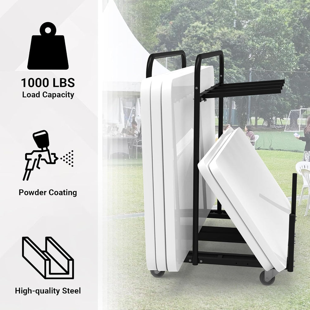 Updated Folding Table and Chair Rack Cart (Holds 10-16 Chairs & 4-8 Tables), Powder Coated, Perfect for Party, Hotel, Factory, Warehouse, 44.3' L x 31.4' W x 48' H