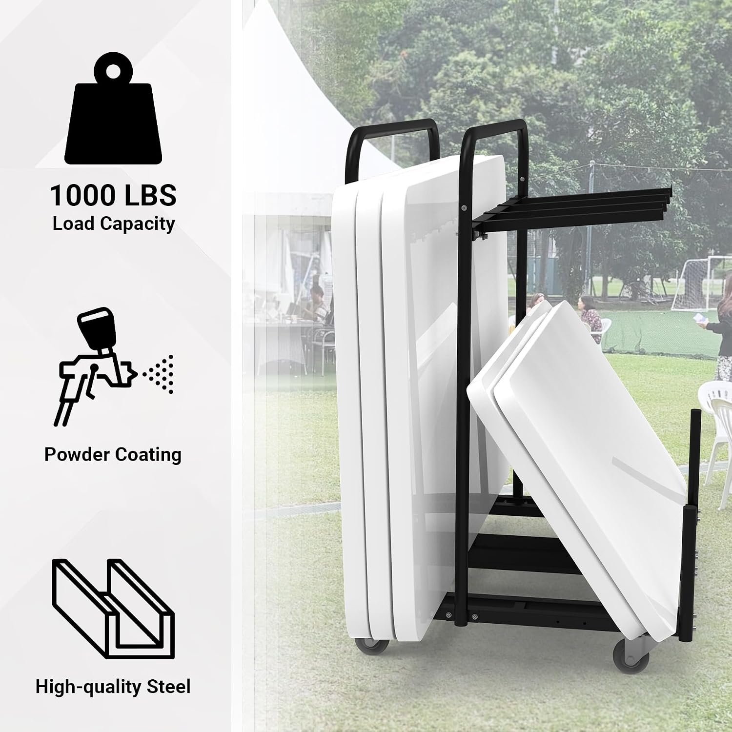 Updated Folding Table and Chair Rack Cart (Holds 10-16 Chairs & 4-8 Tables), Powder Coated, Perfect for Party, Hotel, Factory, Warehouse, 44.3' L x 31.4' W x 48' H