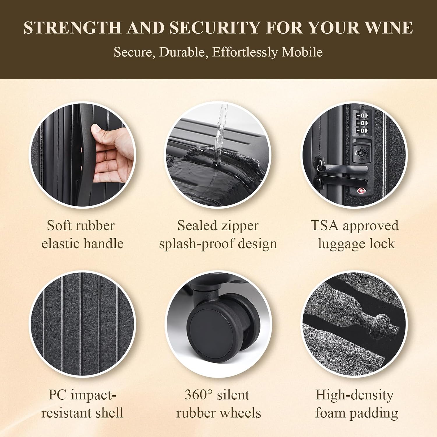 12-Bottle Wine Suitcase for airplanes Travel, TSA-Approved Checked Luggage, PC Hard Shell with Shockproof Foam, Maximum Protection for Airline Transport of Wine Bottles (12 bottles)