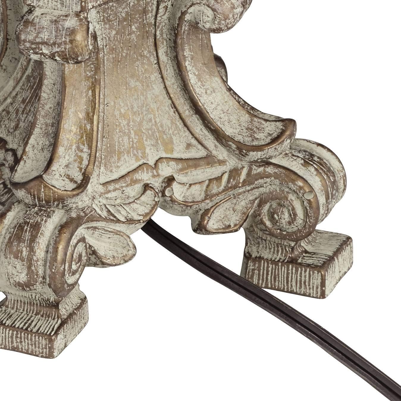 Barnes and Ivy Duval 34' Tall Candlestick Large French Traditional End Table Lamps Set of 2 Brown White Crystal Living Room Bedroom Bedside Nightstand House Office Home Reading Beige Shade