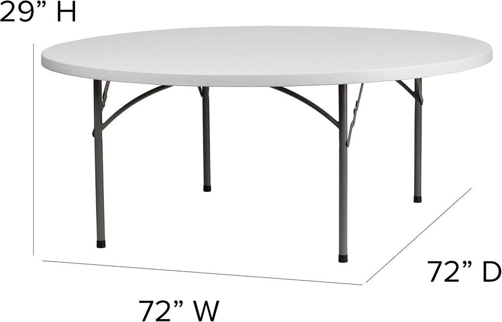 Flash Furniture Kathryn 6' Round All-Occasion Plastic Folding Event Table, Foldable Portable Banquet Table for Indoor/Outdoor Events, White
