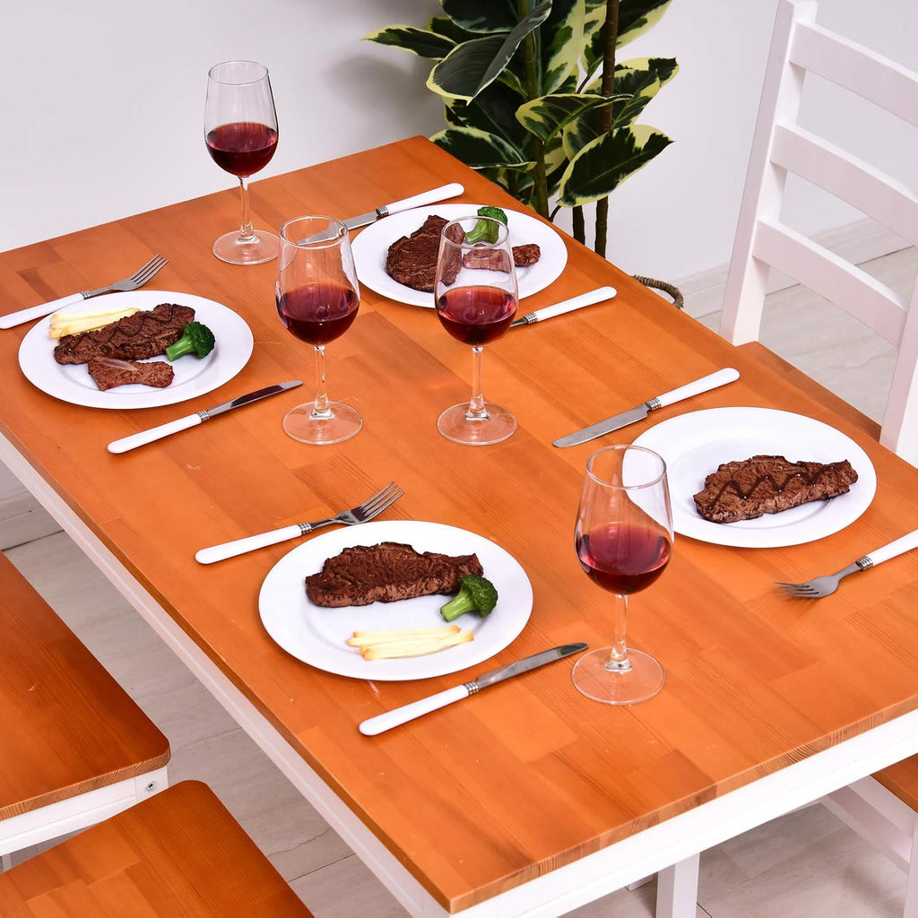 HOMCOM Dining Table Set for 4, 5 Piece Modern Kitchen Table and Chairs, Wood Dining Room Set for Small Spaces, Breakfast Nook, White