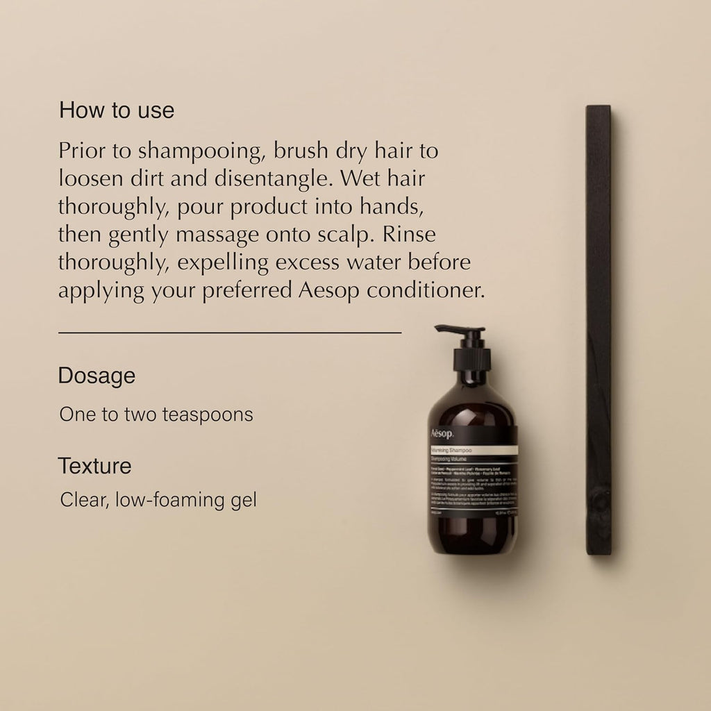 Aesop Volumizing Shampoo and Conditioner Set | Cleanses Hair and Scalp for Soft, Shiny, Fragrant Hair | Paraben-Free + Cruelty-Free | Set of 2 (16.9 oz + 17.5 oz)
