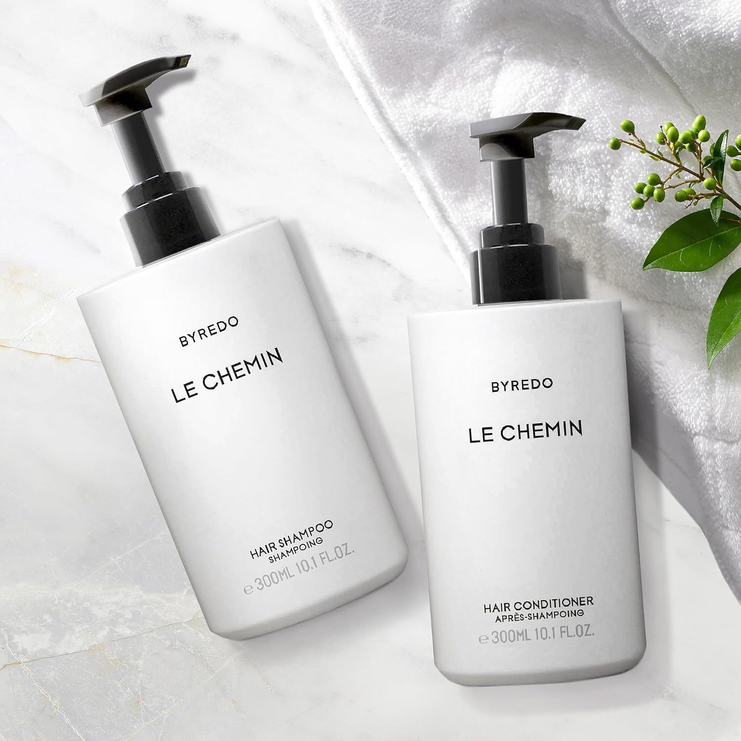 Le Chemin - Shampoo & Conditioner Hair Care Set - Hotel Spa Amenities - Tangerine, Bergamot, Florence Orris, Violets, Cypress, Cedarwood - Shampoo & Conditioner - 10oz