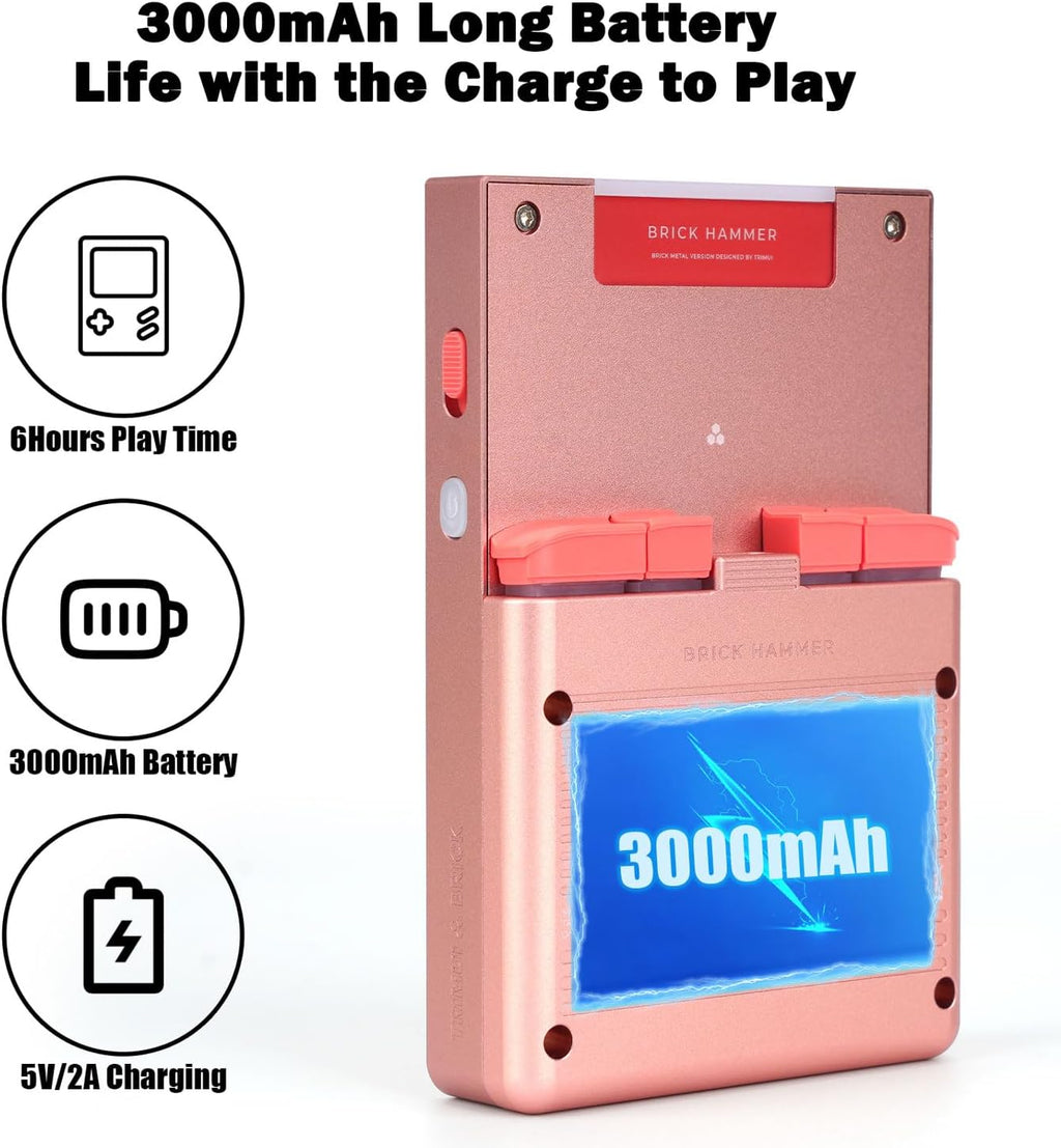 Trimui Brick Hammer Handheld Game Console with 3.2 inch IPS Screen and 3000mAh Battery, Retro Video Games Console with Pre-Installed 64GB TF Card and WiFi Function (Rose Gold)