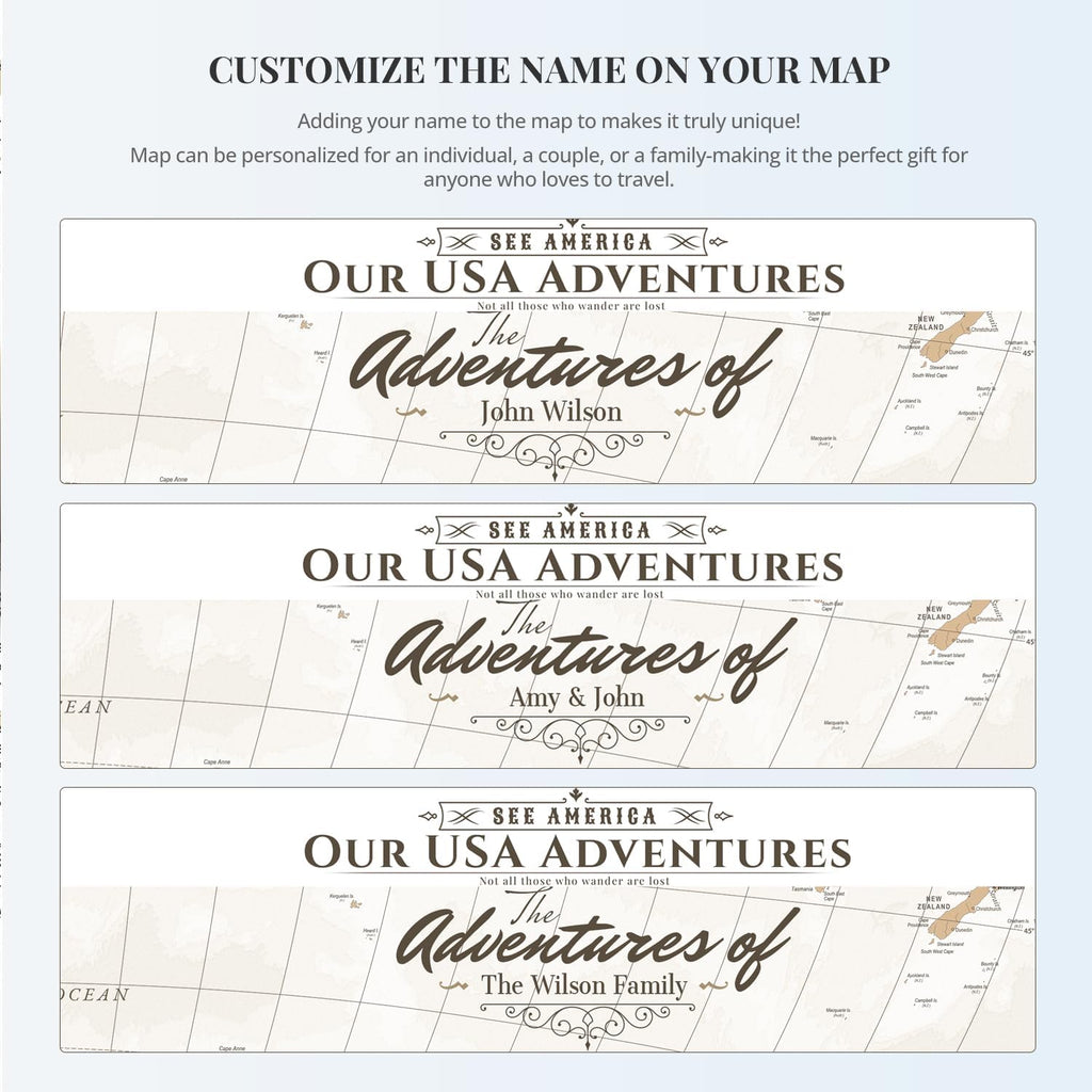 IPIC - Framed Vintage World Map Canvas Wall Art, Personalized Push Pin Travel Map with Name and Message to Track Travels, Oversized Pinnable Wall Decor for Home, Office, Study or RV