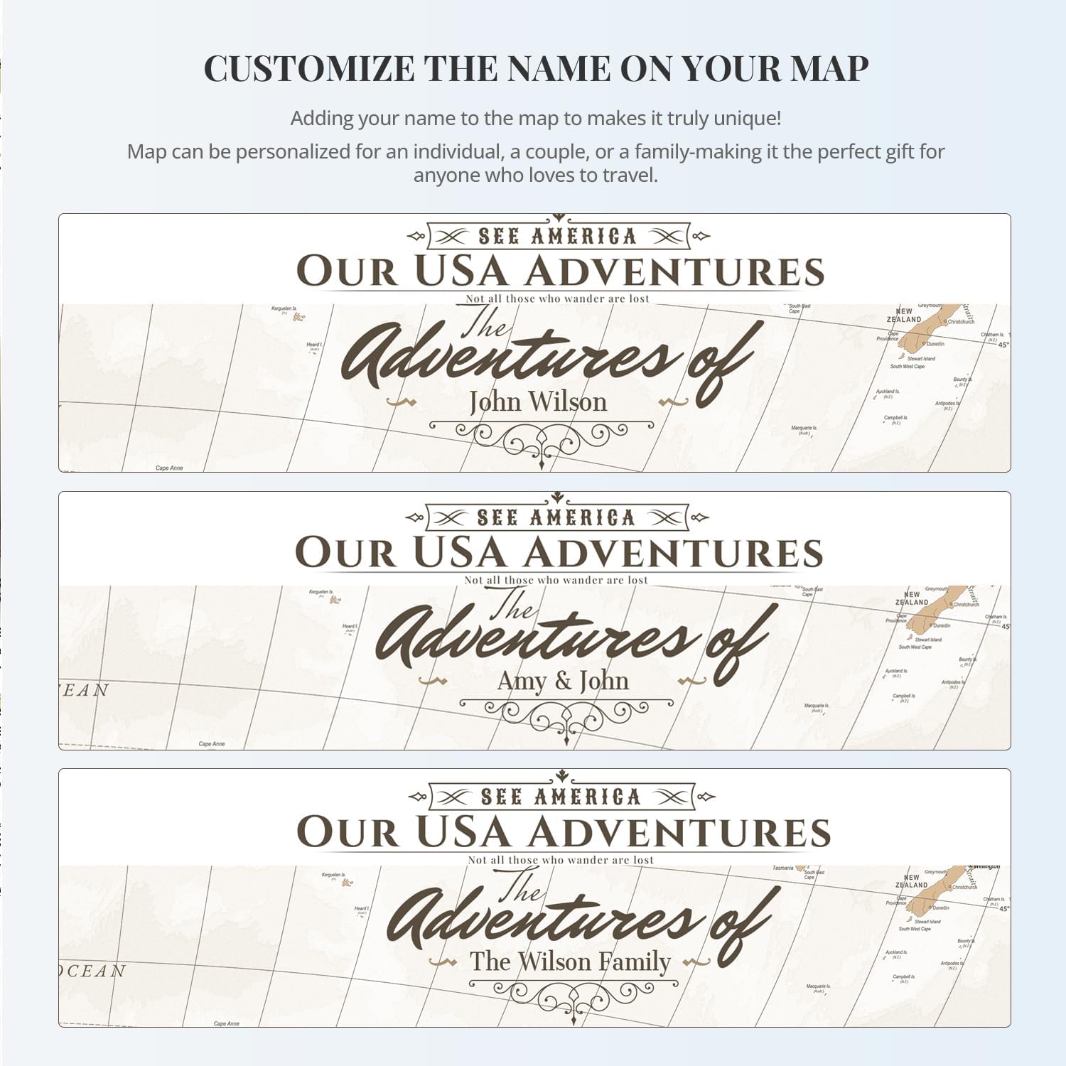 IPIC - Framed Vintage World Map Canvas Wall Art, Personalized Push Pin Travel Map with Name and Message to Track Travels, Oversized Pinnable Wall Decor for Home, Office, Study or RV