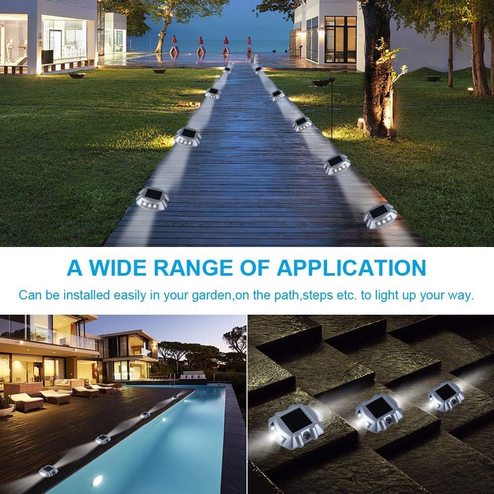 VOLISUN Blue 12-Pack Solar LED Outdoor Path Lights for Driveway, Sidewalk, Garden Path, Yard