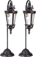 John Timberland Casa Marseille 35' High Traditional Outdoor Landscape Path Lights Porch House Exterior Outside Set of 2 LED Bulb Weatherproof Brown Bronze Finish Metal Clear Hammered Glass Shade