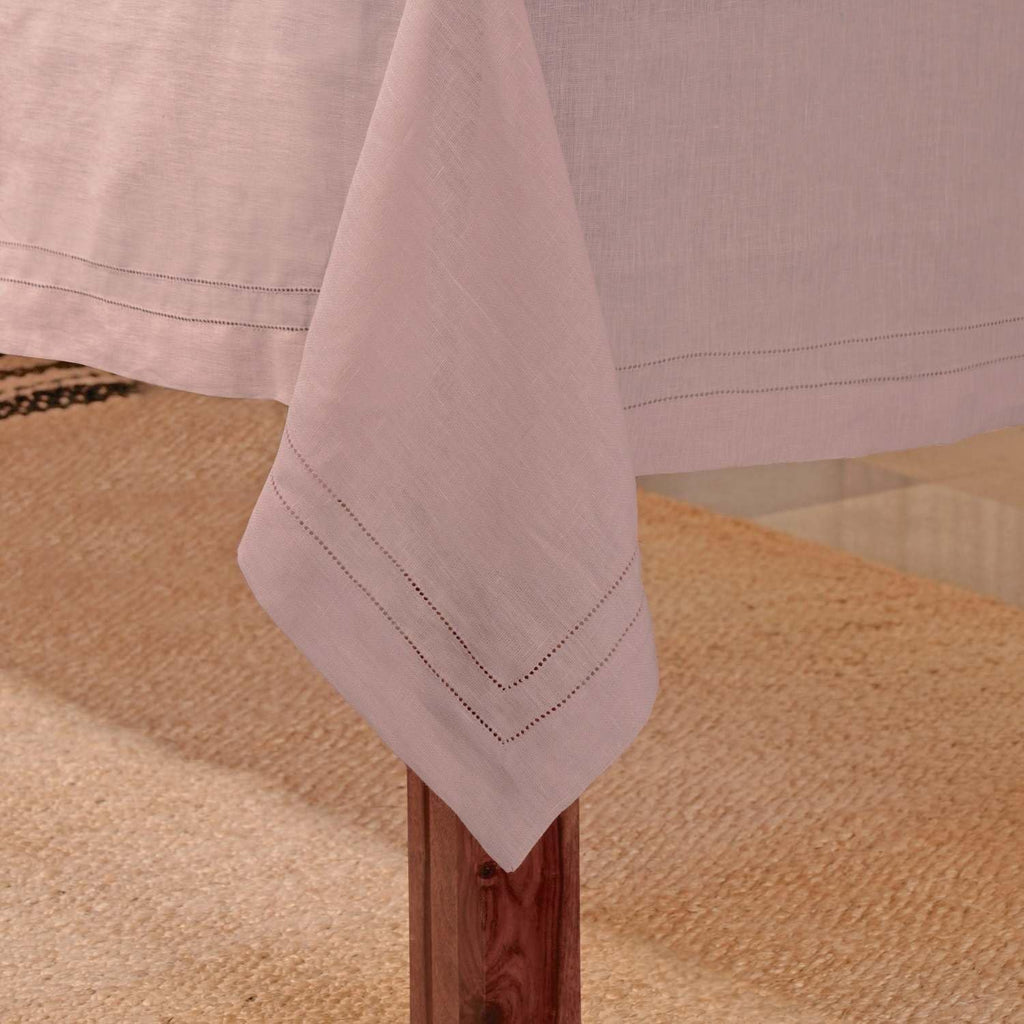 BLUE FLOWER CO Premium 100% Pure Linen Tablecloth 70'x120' Rectangle, Double Hemstitched Table Cover for Dinner, Parties, Eco-Friendly, Fall & Winter Table Décor - Dusty Rose