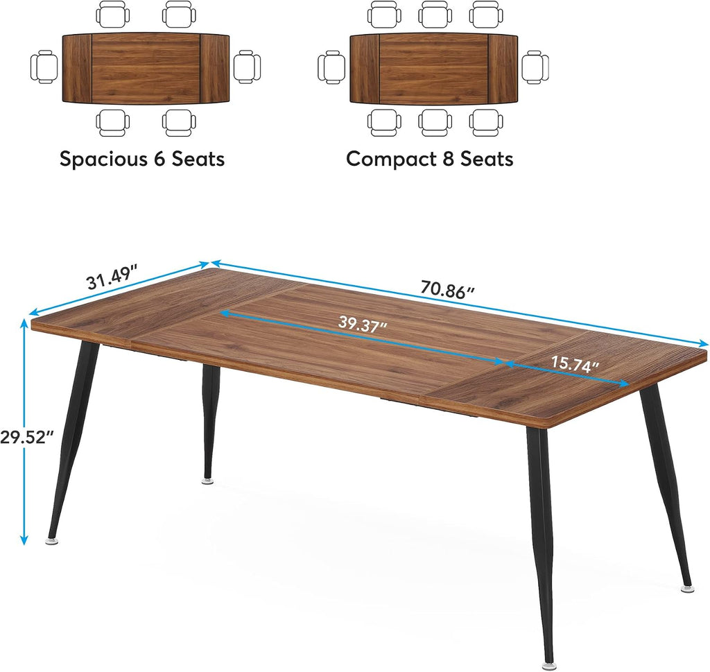 Tribesigns 6ft Conference Table for 6, Modern Conference Room Table with Metal Legs, Rectangular Meeting BoardroomTable for Office, Breakroom, Seminar, Podcast