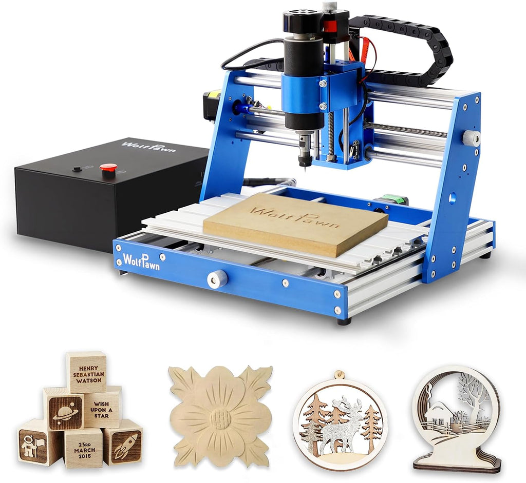 3018 500W CNC Router Machine All Metal Structure 3 Aixs CNC Engraving Machine with Emergency Stop Button and Limit Switches for Wood Acrylic MDF Nylon Carving, Working Area 300X180X60mm