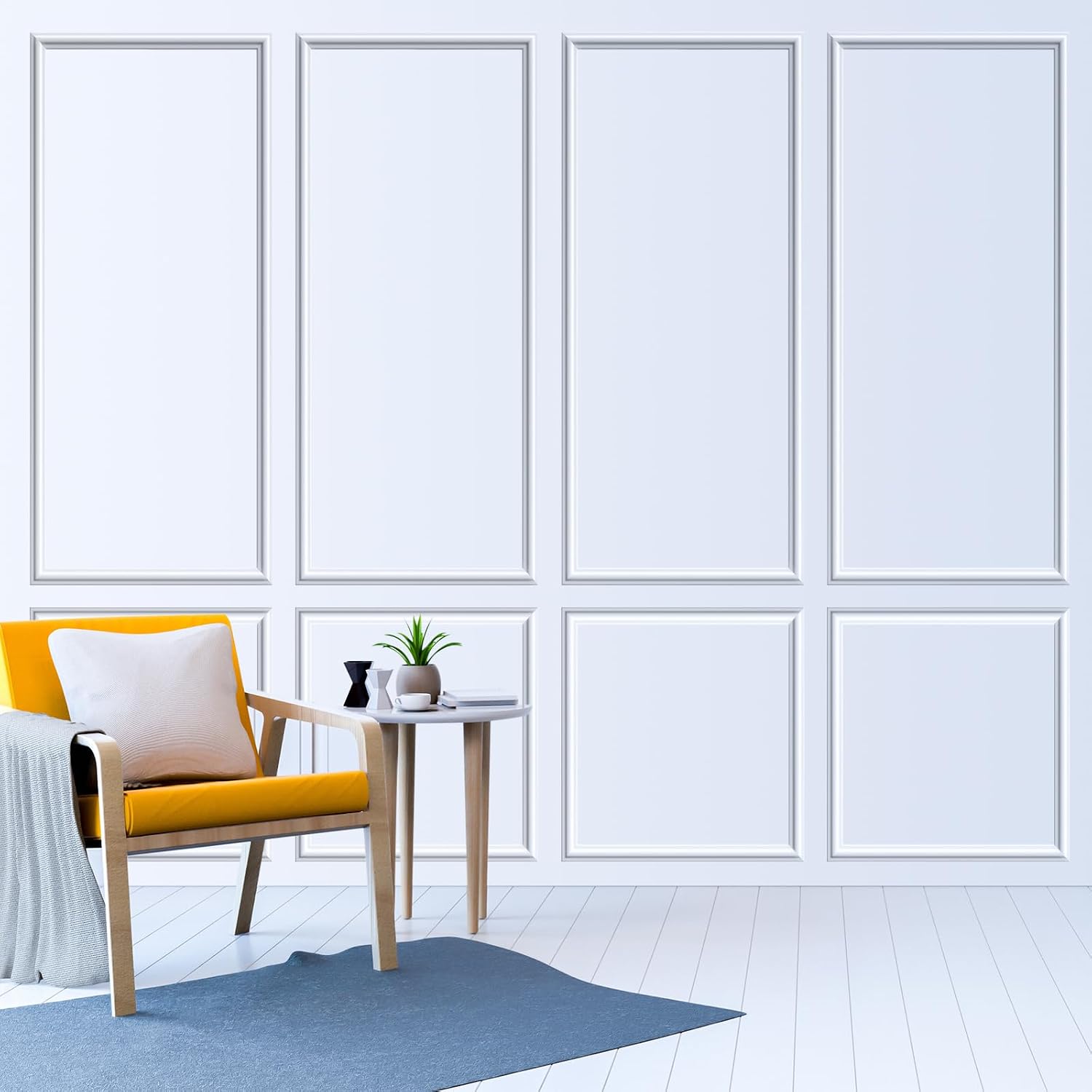 Pangda Peel and Stick Wall Molding Kit, 3D Premade Accent Molding Wainscoting Panel for Interior Wall Moulding Decor, Ready to Assemble Wainscoting Accent Panel(6 Set,24 x 54 in)