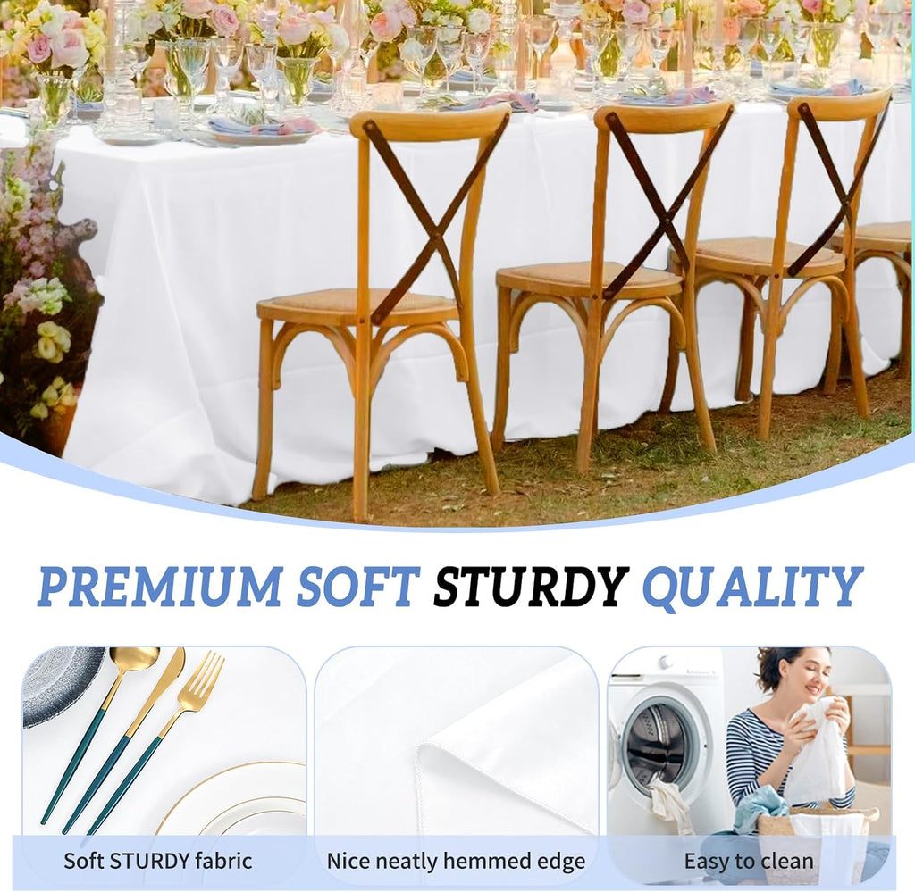 Pesonlook 12 Pack White Polyester Tablecloth-90 x 156 Inch White Rectangle Tablecloth for 8 Ft Rectangle Tables,Washable Fabric Table Cover for Wedding/Buffet Party/Dining Table/Events
