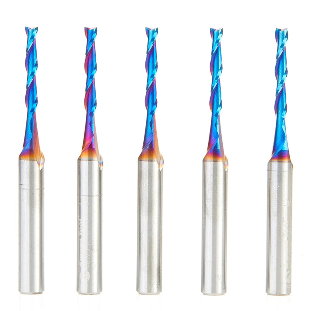 Amana Tool Spektra Extreme Tool Life Coated Solid Carbide Spiral Plunge Router Bit, 46125-K-5 5 Pack, 1/8 Dia x 13/16 CH x 1/4 Shank 2-1/2 Inch Long Up-Cut