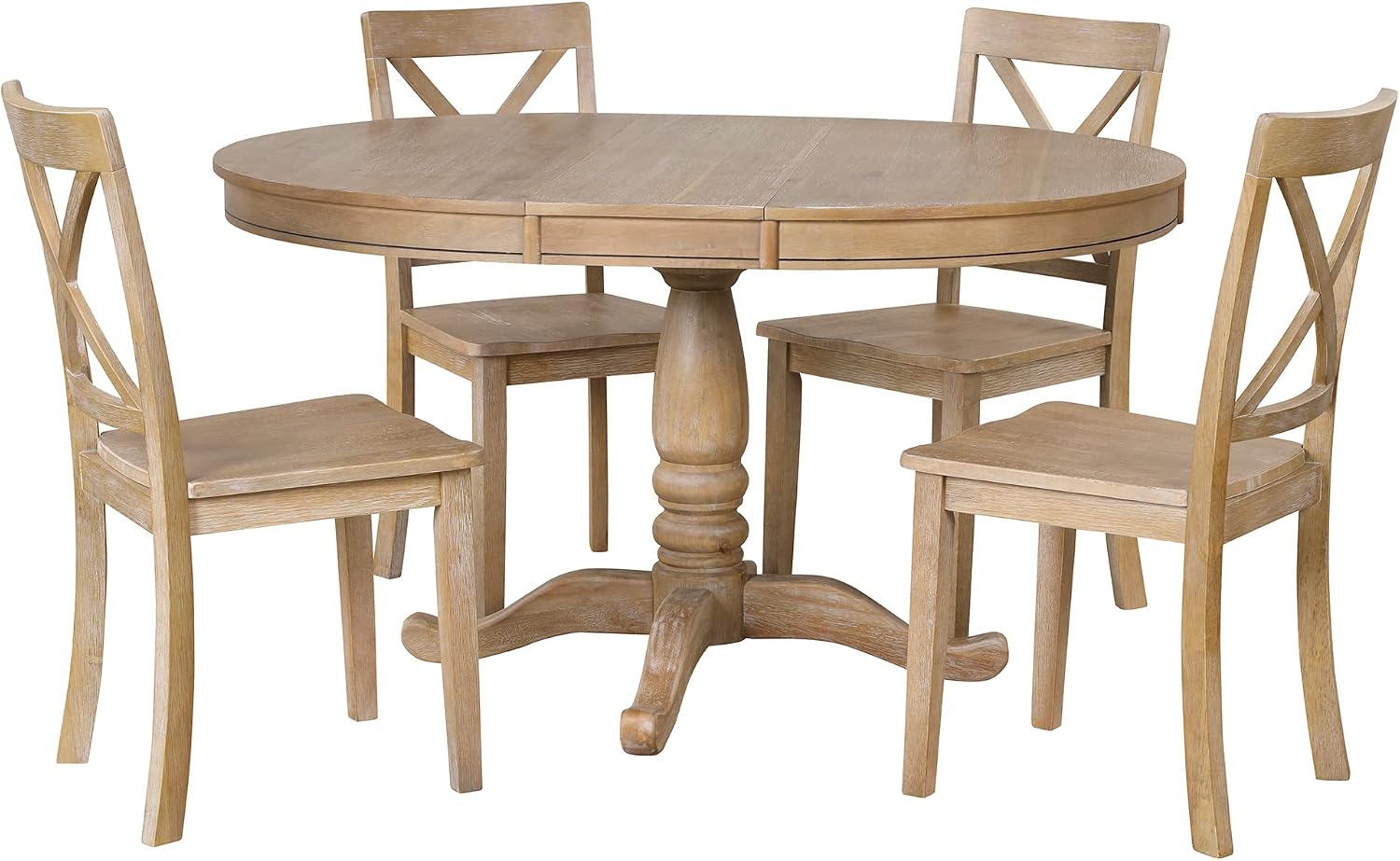 Harper & Bright Designs Modern Dining Table Set for 4,Round Table and 4 Kitchen Room Chairs,5 Piece Kitchen Table Set for Dining Room,Dinette,Breakfast Nook,Natural Wood Wash