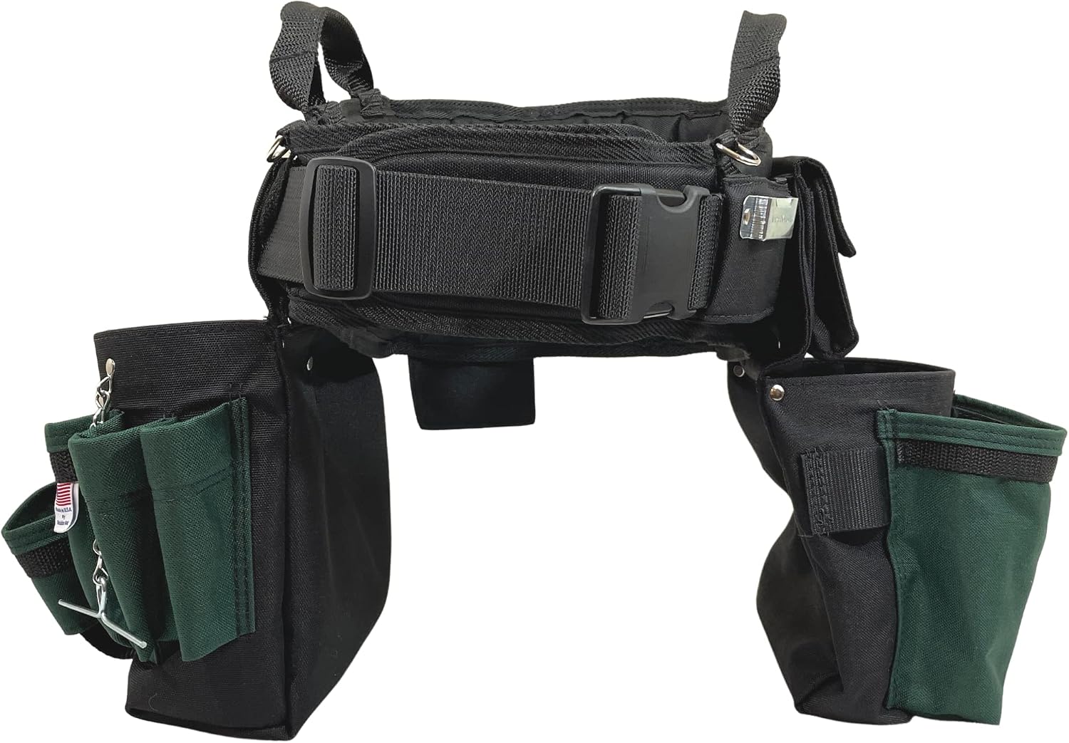BOULDER BAG Ultimate Electrician's MAX Combo with Comfort Back Support Tool Belt, Quick Release Buckle, Heavy Duty Work Belt, Green, (2X-Large 43-48 Inch Waist), Tool Belt Made in USA